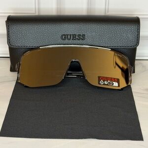 Guess Men’s Smoke/Black Shield Sunglasses | Brand New